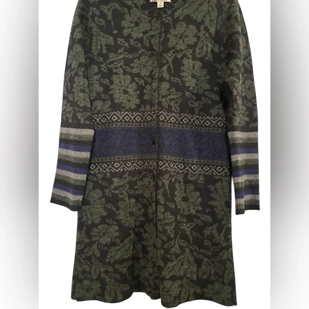 R. A. Martinelli Baby Alpaca Sweater Cardigan Green Black Blue Made in Peru
